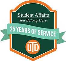 ut dallas twenty five year service badge